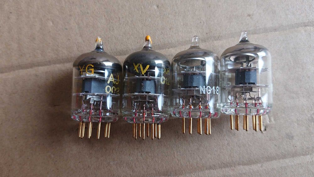 Нови 4броя радиолампи TESLA gold pin E180F .