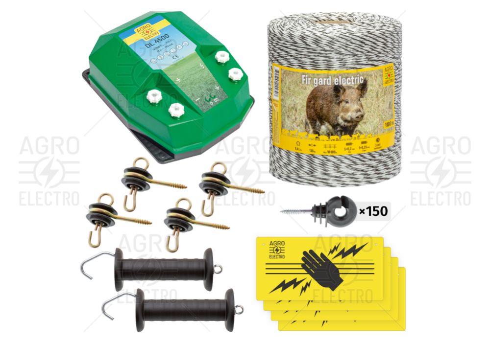 Pachet de bază gard electric 1000 m, 4,5 J, pentru animale sălbatice