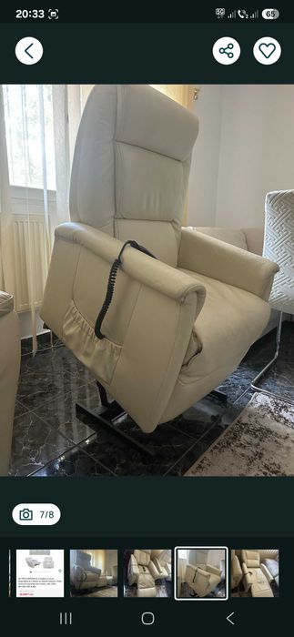 Fotoliu electric tv piele naturala an 2018 2 buc ca nou la 1/3 pret