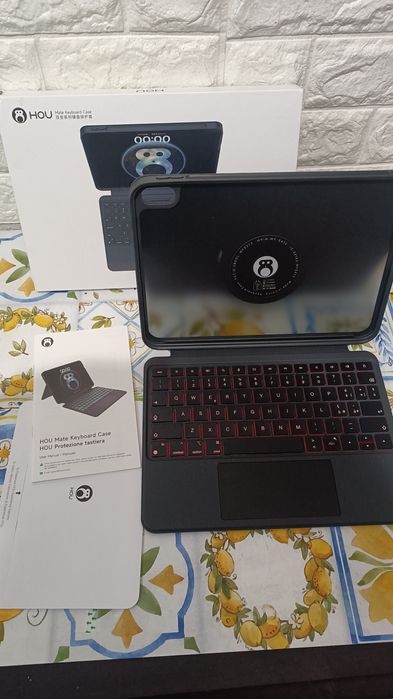 Husă cu tastatură HOU,rotativă și detașabilă pt.  iPad 11/10,iluminare