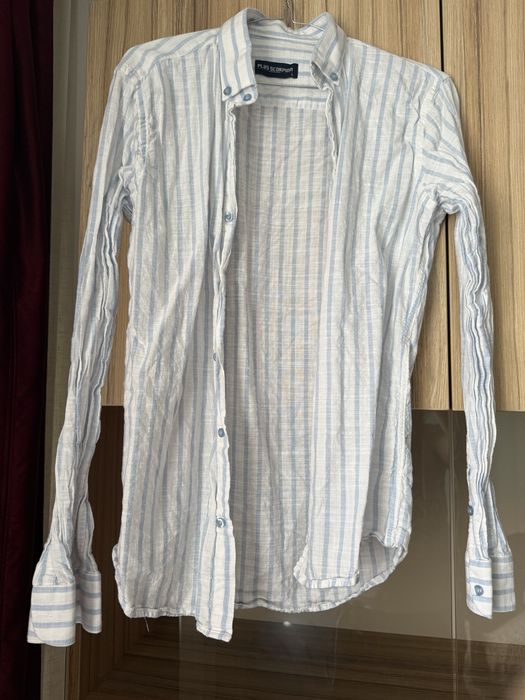 Camasa barbati alba cu dungi albastre