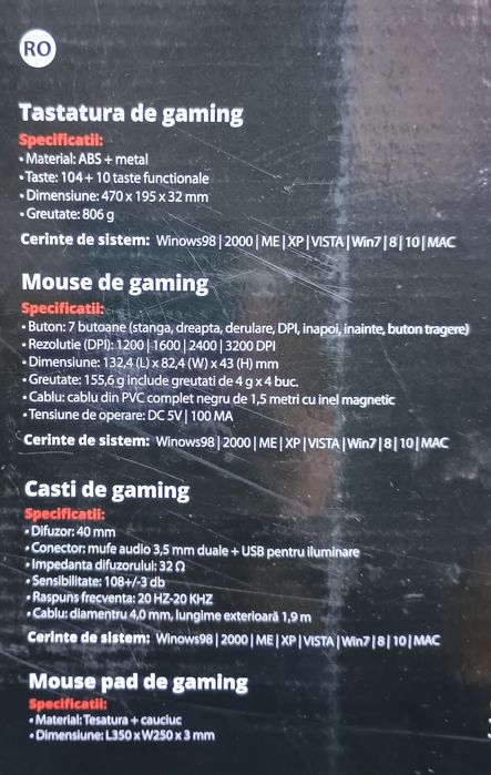 Tastatură gaming+mouse+câști
