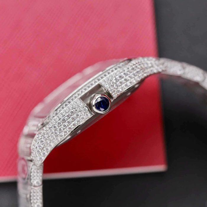 Cartier santos 100 сребро/ пълен диамант