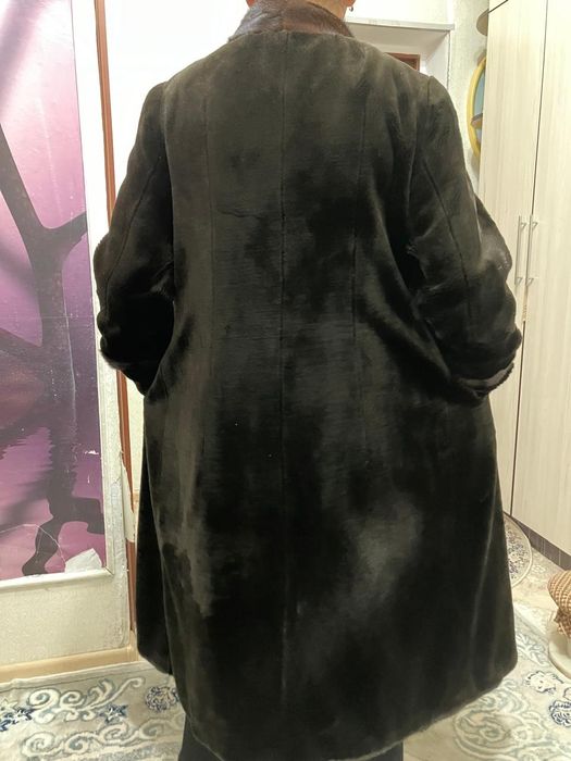 Шуба мутон темно-коричневая