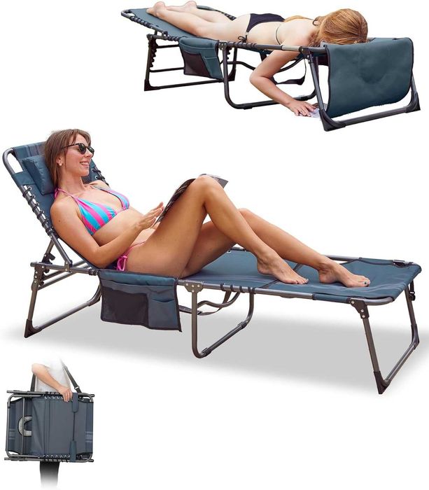 KingCamp Сгъваем шезлонг с отвор за четене, 5 позиции