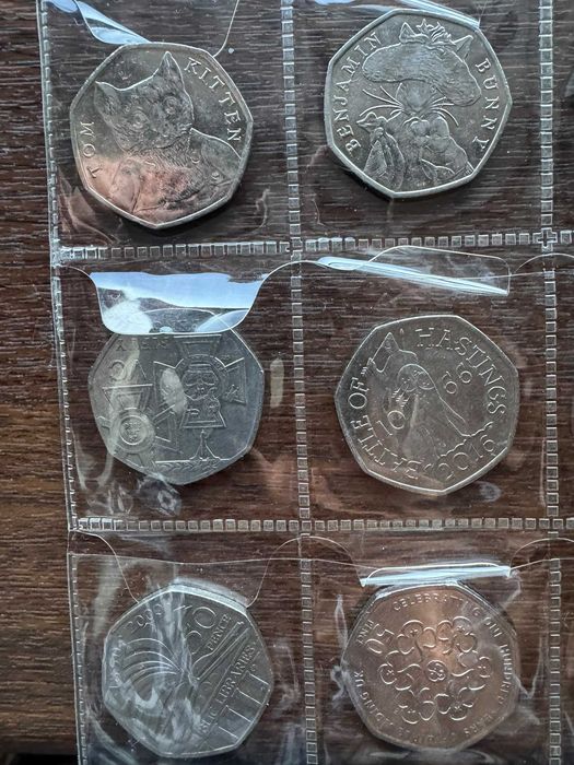 Colecție 20 monede britanice 50p – comemorative, olimpice, Beatrix Potter