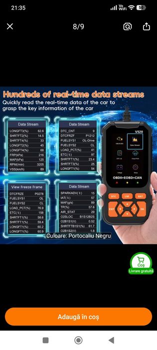 Tester Diagnoza Auto Full OBD2, model V520 - Citire si Stergere Coduri de Eroare din Calculator DTC Masina- NOU / SIGILAT