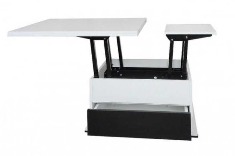 Masa Cafea cu sertar Extensibila alb/negru