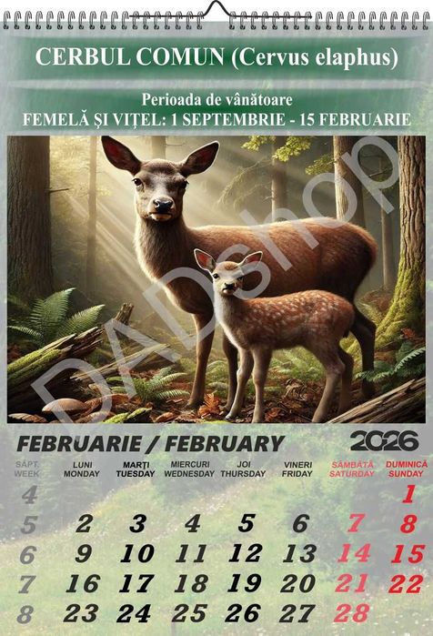 Calendar Vânătoresc 2026 - 12 file A3