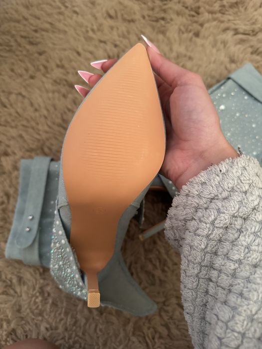 Cizme denim cu pietricele