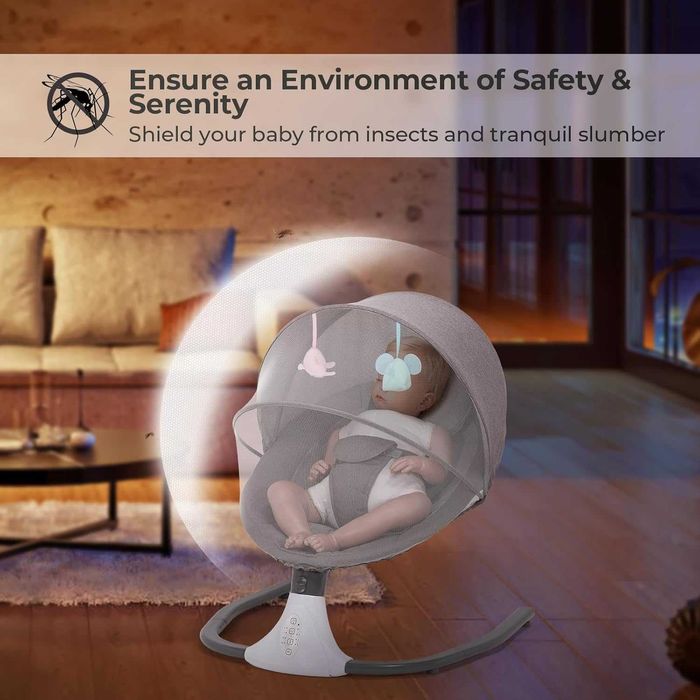 Бебешки стол-люлка с дистанционно управление, 5 скорости, 4 таймера