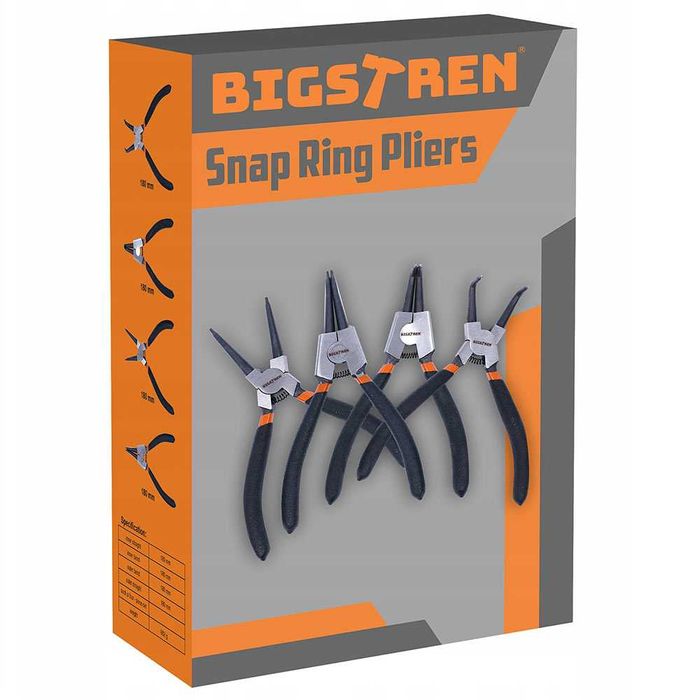 Клещи зегер 180 мм, BIGSTREN 22159, к-т 4 бр.