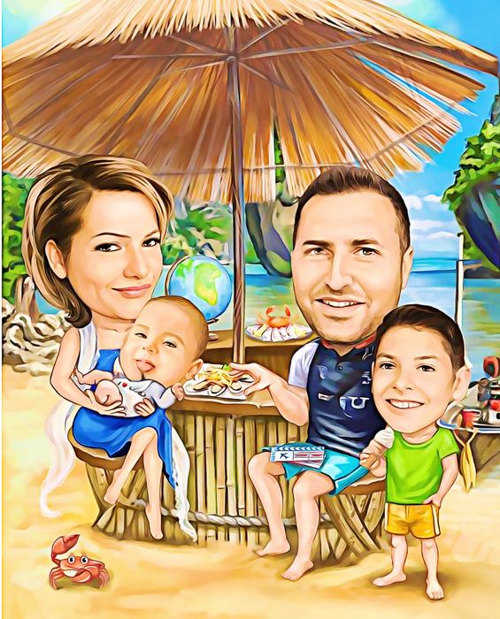 Семейна Карикатура по снимка