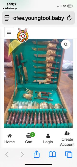 Антикварен сервиз прибори Sri Sang Thai LK 8 човека бронз палисандър