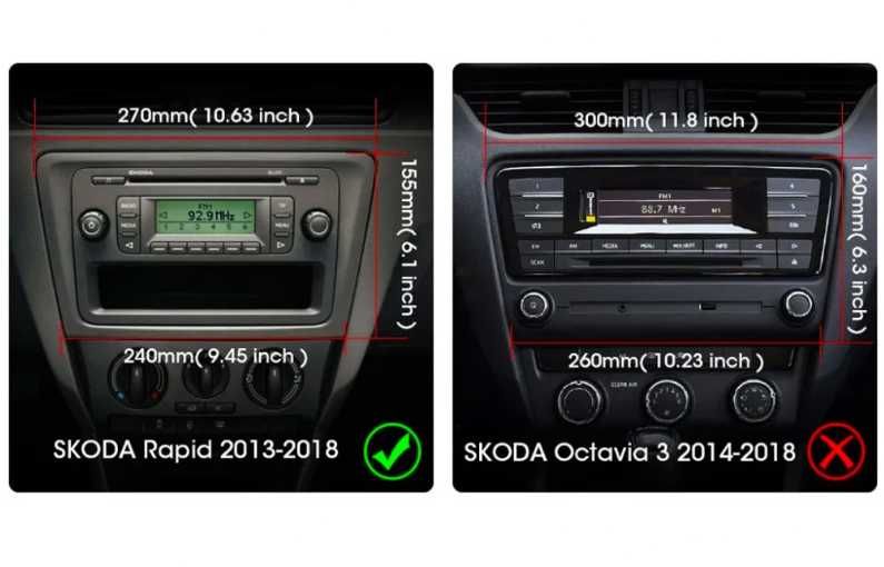 9-инчова мултимедия за Škoda Rapid (2013–2017) + подарък камера