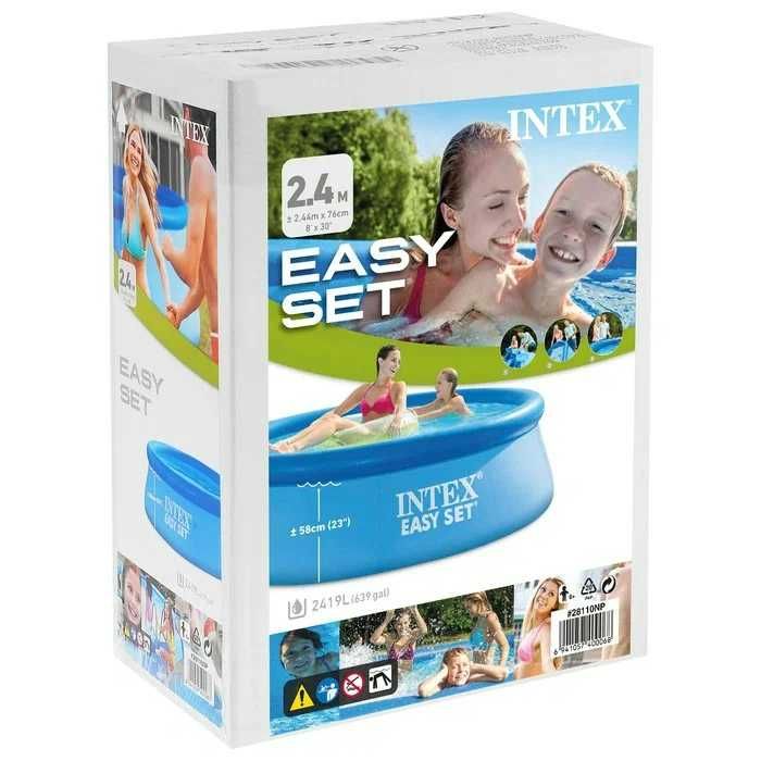 INTEX Бассейн оригинал надувной для дачи "Easy Set" 244 * 76 см