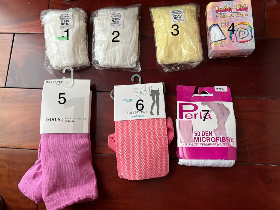 Детски тънки чорапогащници за момичета и един клин. Размер 146.