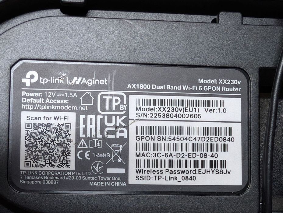 Wifi router Gpon, Tp link xx230v