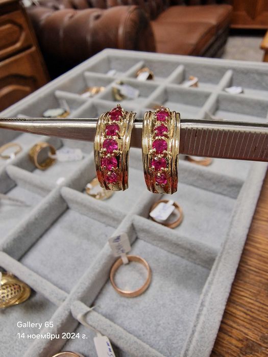 ‼️ Златни Обеци с Рубини ‼️ - Заложна къща Галерия 65