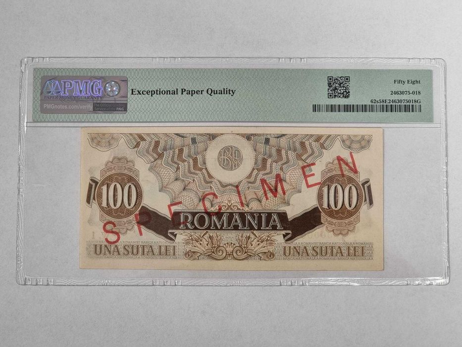 SPECIMEN - GRADATA PMG! Bancnota romaneasca 100 LEI 1947 VECHE / RARA!
