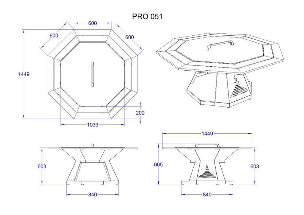 Гриль-стол PRO-050,очаг,мангал,барбекю