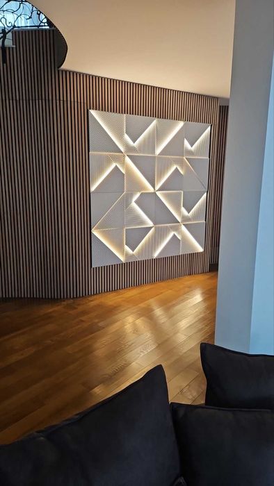 3D гипсови панели за стена с LED осветление – модел 0042