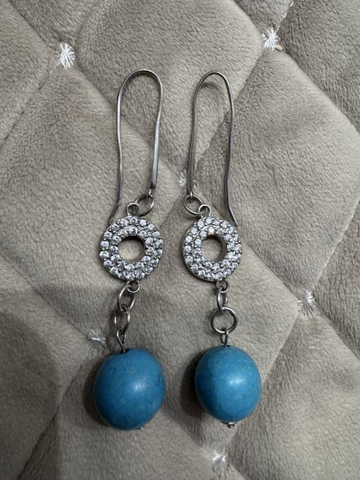 Серьги бюрюза серебро