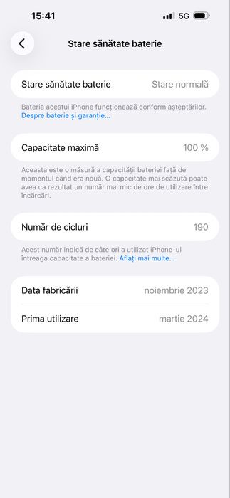 iPhone 15 Pro Max 256GB Baterie100% White Titanium ca NOU!