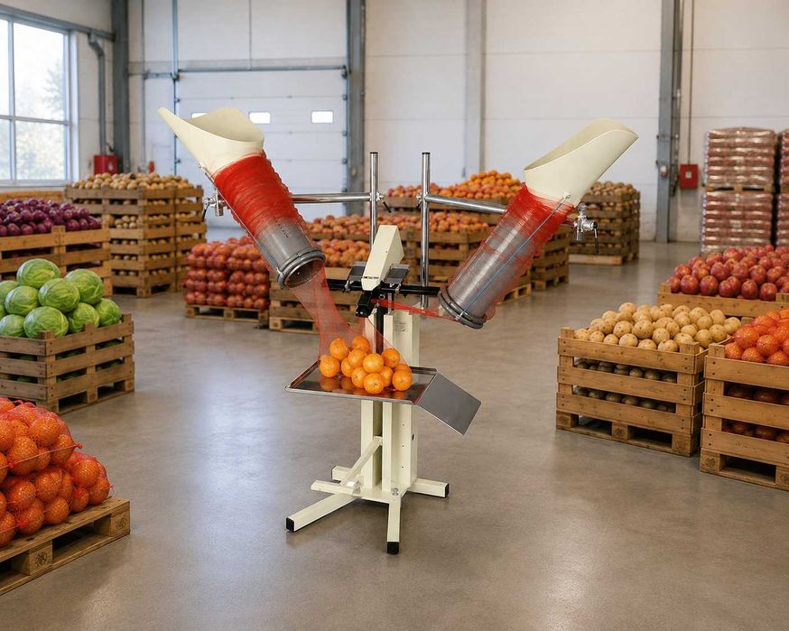 Mașină ambalat fructe și legume în plasă tubulară / clipsator plasa  - actionare cu pedala