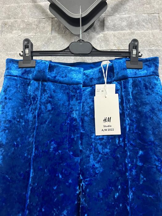 Costum catifea albastra H&M Studio