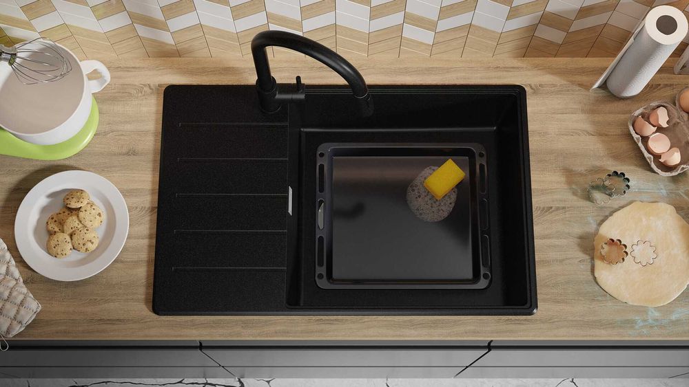 Черна кухненска мивка от гранит Копенхаген 780x500 Top 60