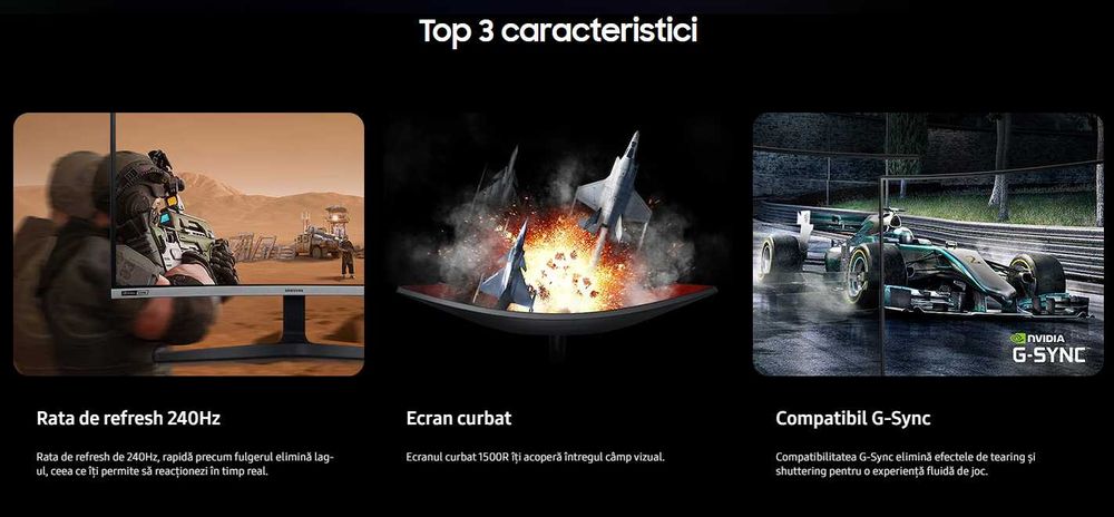 Monitor Curbat Gaming Samsung LC27RG50 27” G-Sync 240Hz Stare perfecta