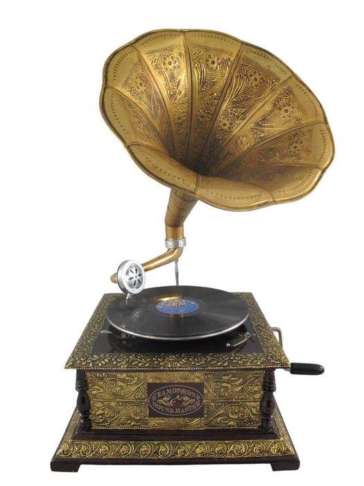 Gramofon patrat din lemn, lucrat manual, H. 66 cm, -36% discount