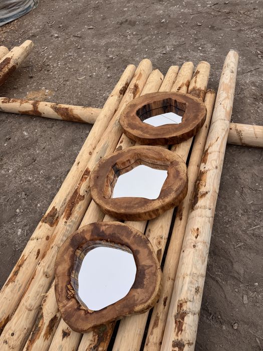 Ръчно изработени дървени огледала стил Рустик букови шайби