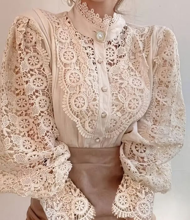 Дамска дантелена блуза/риза в  бяло, мента или коралово