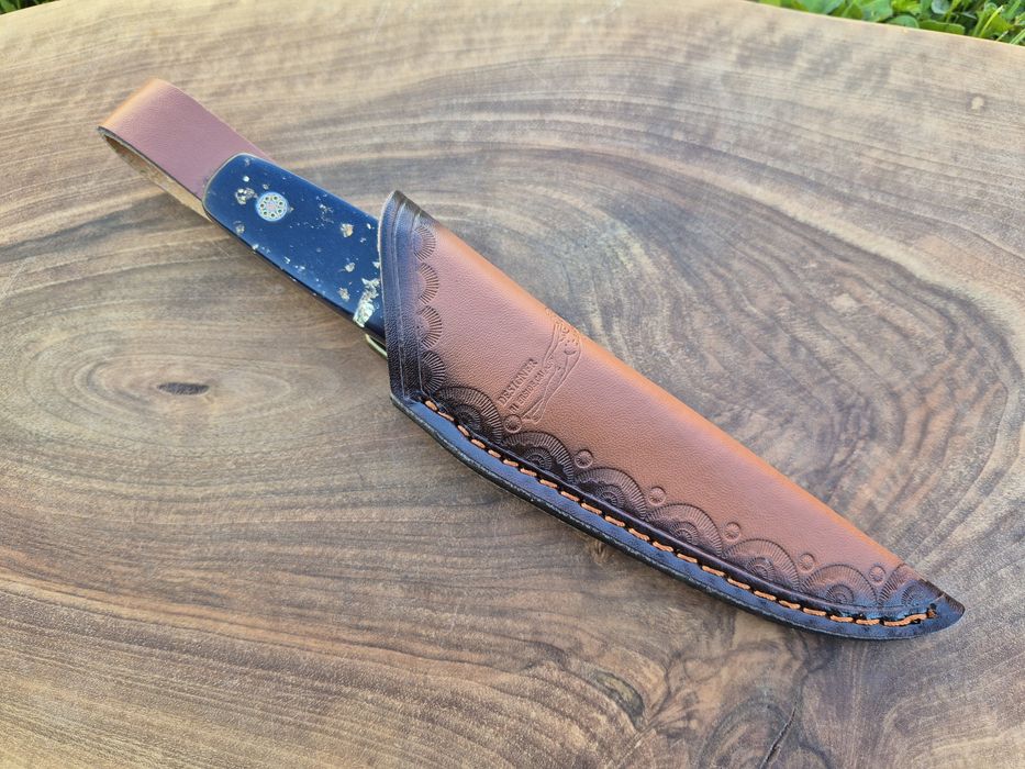 Малък ловен нож R.W.LOVELESS Marble с кожена кания,LN421