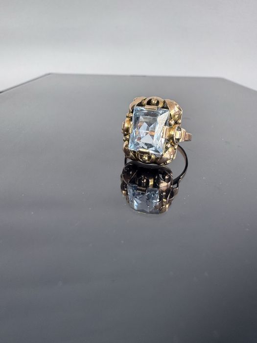 Inel din aur 8 k si acvamarin