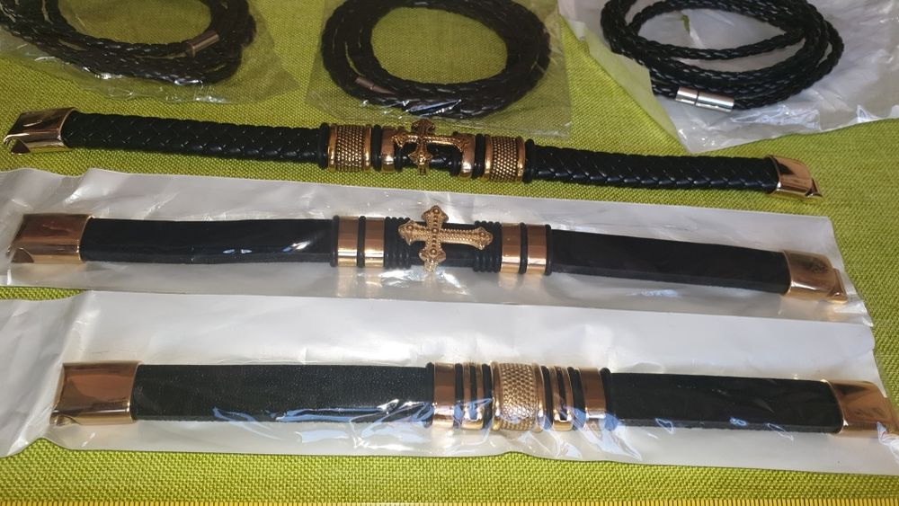 НОВИ Позлатени Гривни разл.вид и размер,кайшка от естествена кожа-70лв