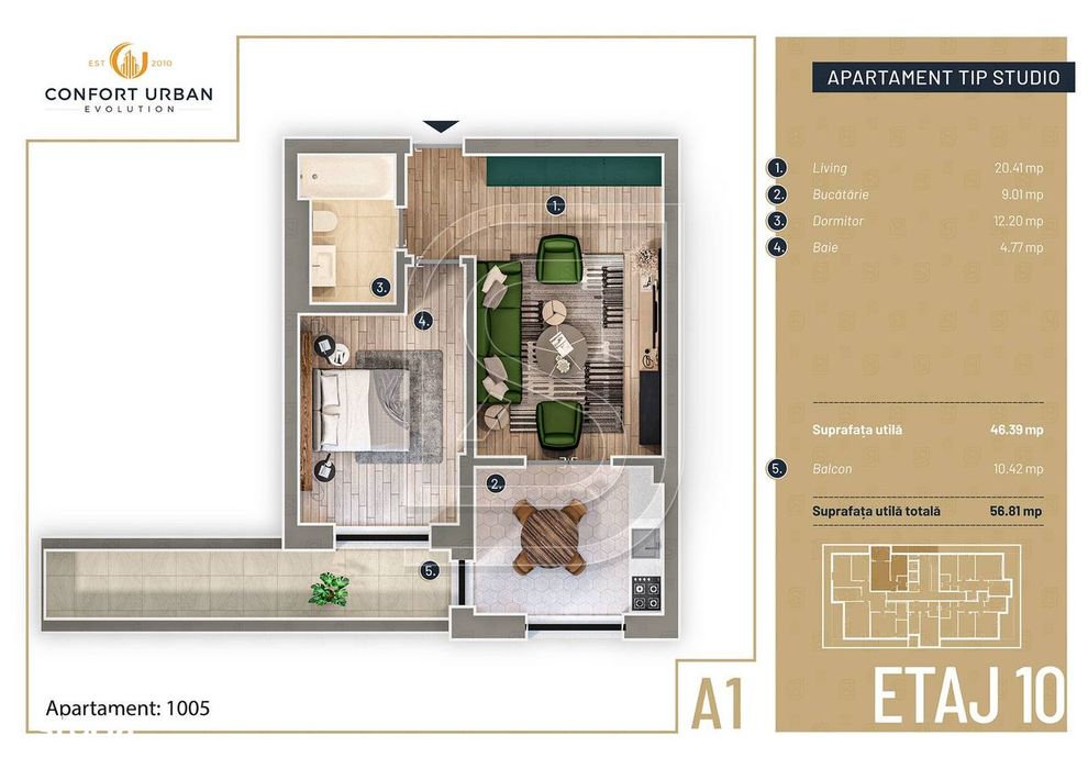 Confort Urban Evolution - Apartament modern cu 2 camere, zona Rahova