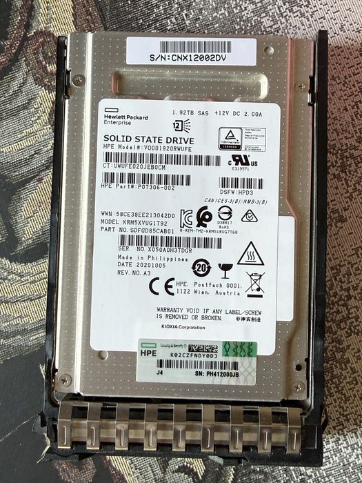 HPE 1.92TB SAS 12G Mixed Use SFF SSD