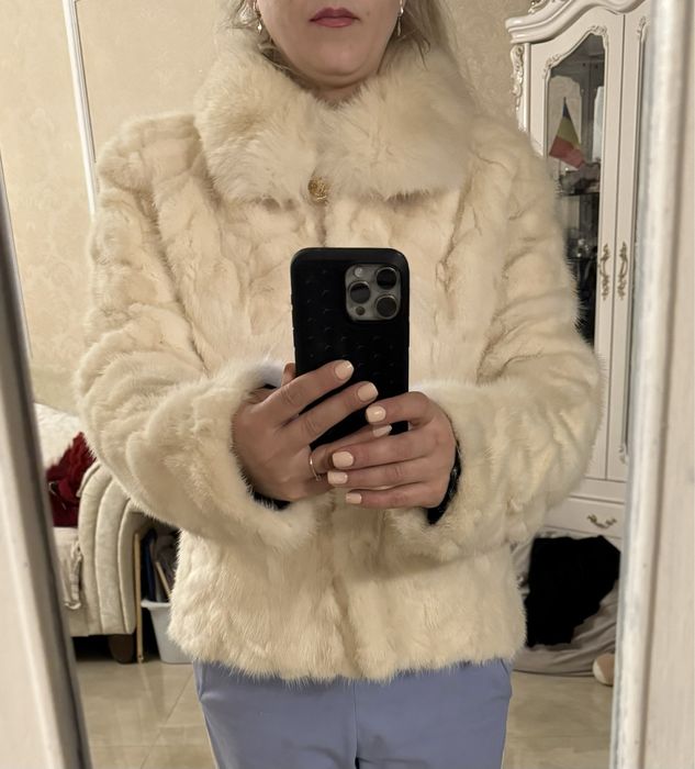 Haina din blana naturala de nurca/vizon si blana naturala de vulpe