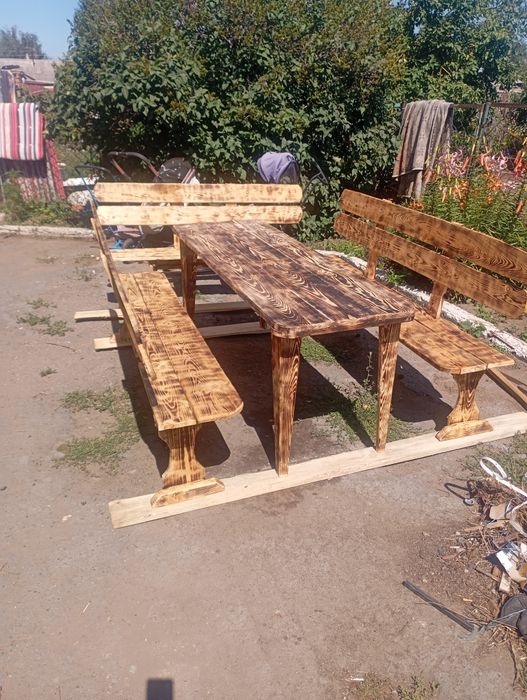 Лавочки и стол,комплект мебели дерево сто процентов