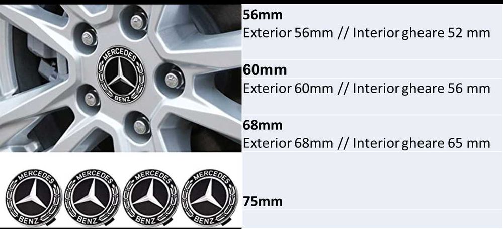 4 Capace jante Audi 60mm Mercedes 56,60,68,75mm. Noi!