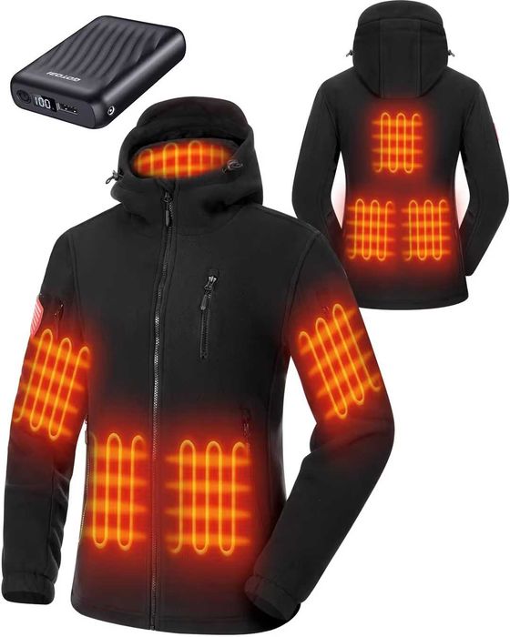Jachetă fleece încălzită damă 8 zone, negru, L