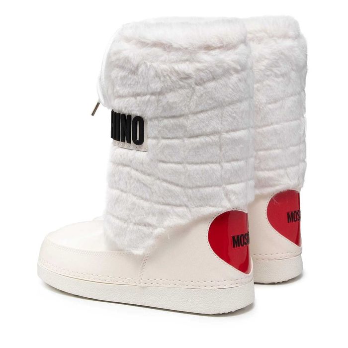 LOVE MOSCHINO № 39 & 40 – Кожени апрески с пух "SNOWY WHITE" нови