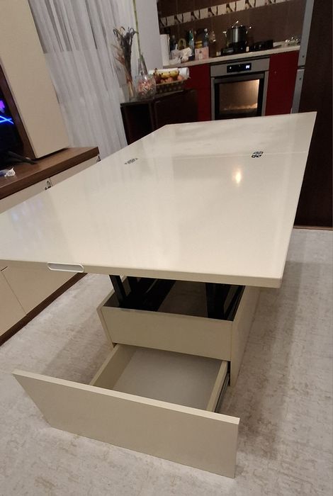 Masa cafea pliabila 150/75/70 cm, crem deschis