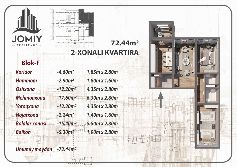 Chinor Groupning Jomiy Residence loyihasi remontalri bilan