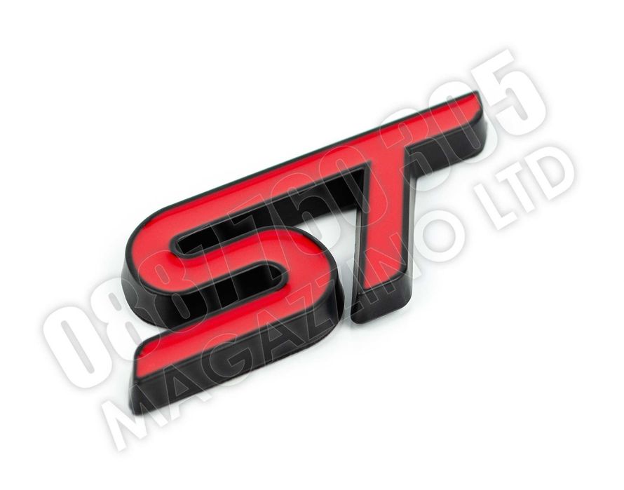 Ford ST Емблема Червено и Черно 3Д Метален Надпис