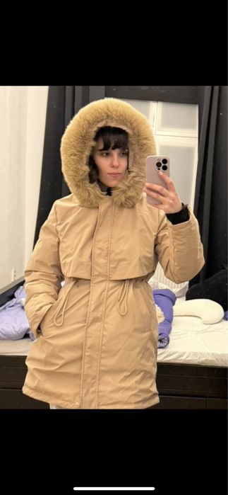 Дълго яке бежово дамско