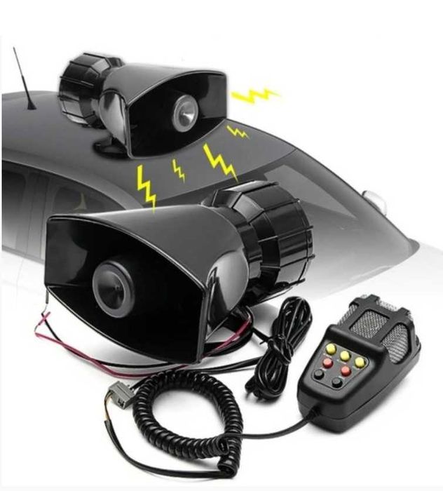 Сирена с микрофон, 100W, 12V, 7 тона